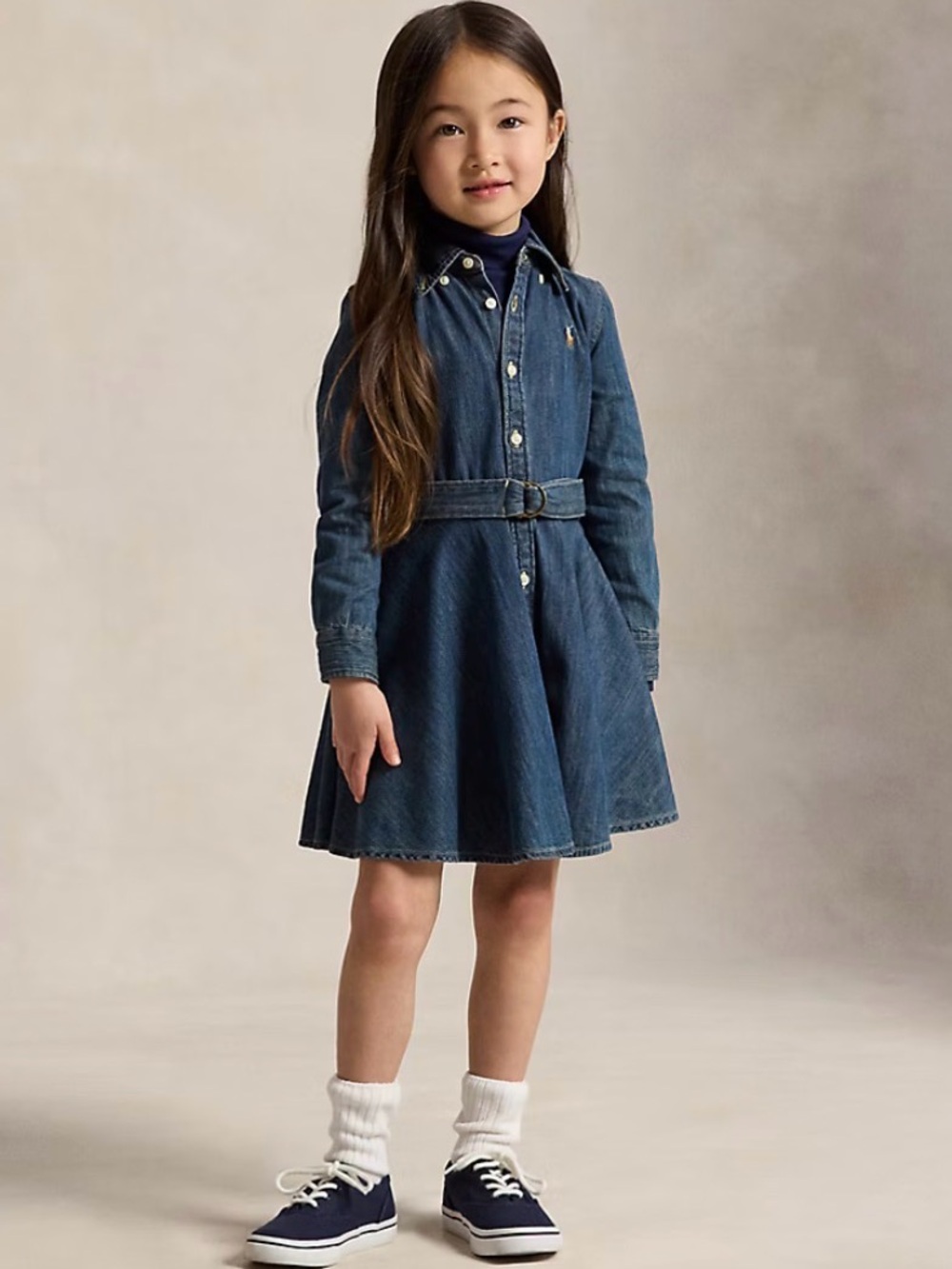 Polo Ralph Lauren Girls Cotton Denim Shirtdress with Belt